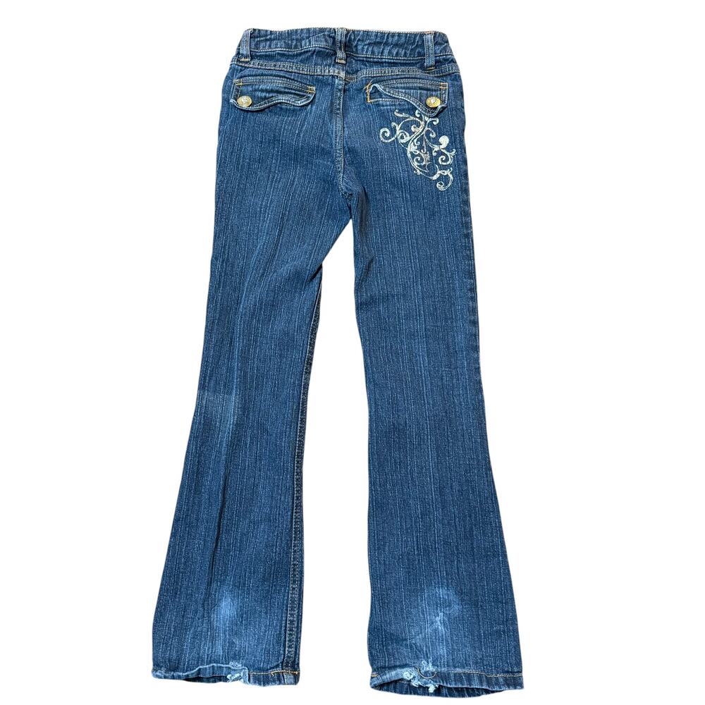 Y2K Hannah Montana Girls Flared Jeans Gold Embellished Size 10